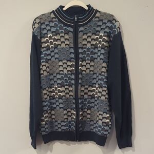 Men's Zip Up‎ Sweater Cardigan Blue